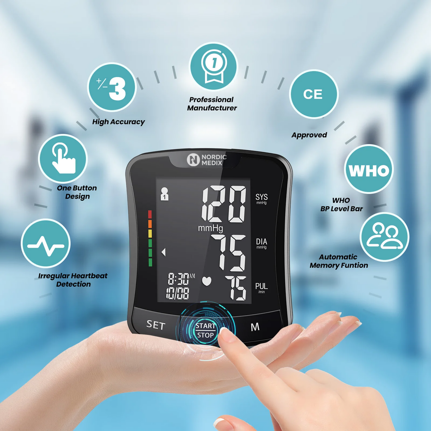 NordicMedix Digital Wrist Blood Pressure Monitor
